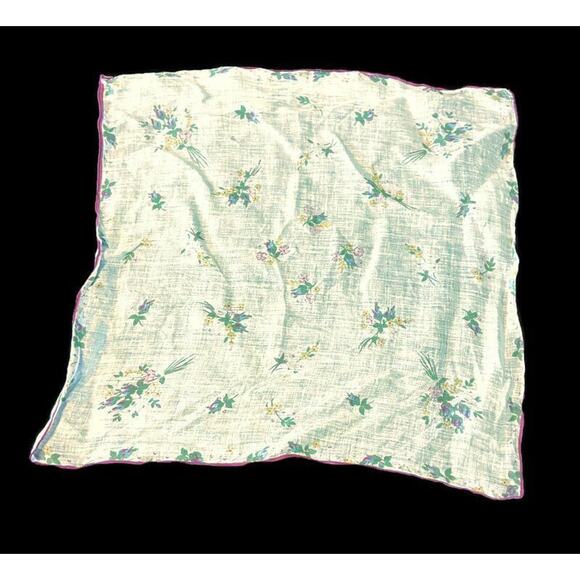 Vtg Floral Handkerchief Vintage Feminine Grandma Dainty Light Fairy Romantic - Picture 1 of 5